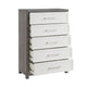Rowy Tall Dresser Chest | 5 Drawer Bar Handles | Ivory and Gray Veneer BM335924