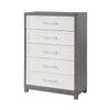 Rowy Tall Dresser Chest | 5 Drawer Bar Handles | Ivory and Gray Veneer BM335924