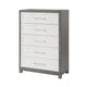 Rowy Tall Dresser Chest | 5 Drawer Bar Handles | Ivory and Gray Veneer BM335924