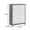 Rowy Tall Dresser Chest | 5 Drawer Bar Handles | Ivory and Gray Veneer BM335924