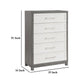 Rowy Tall Dresser Chest | 5 Drawer Bar Handles | Ivory and Gray Veneer BM335924