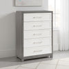 Rowy Tall Dresser Chest | 5 Drawer Bar Handles | Ivory and Gray Veneer