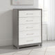 Rowy Tall Dresser Chest | 5 Drawer Bar Handles | Ivory and Gray Veneer