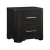 Chas Nightstand | 2 Drawers Brass Bar Handles | Charcoal Black Wood
