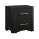 Chas Nightstand | 2 Drawers Brass Bar Handles | Charcoal Black Wood