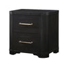 Chas Nightstand | 2 Drawers Brass Bar Handles | Charcoal Black Wood BM335925