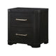 Chas Nightstand | 2 Drawers Brass Bar Handles | Charcoal Black Wood BM335925