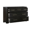 Chas 62’’ Dresser | 7 Drawers Brass Bar Handles | Charcoal Black Wood BM335926