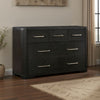 Chas 62" Dresser | 7 Drawers Brass Bar Handles | Charcoal Black Wood