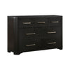 Chas 62" Dresser | 7 Drawers Brass Bar Handles | Charcoal Black Wood