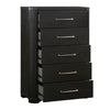 Chas Tall Dresser Chest | 5 Drawers Brass Bar Handles | Charcoal Black BM335927
