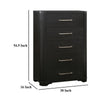 Chas Tall Dresser Chest | 5 Drawers Brass Bar Handles | Charcoal Black BM335927