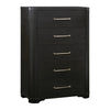 Chas Tall Dresser Chest | 5 Drawers Brass Bar Handles | Charcoal Black