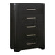 Chas Tall Dresser Chest | 5 Drawers Brass Bar Handles | Charcoal Black