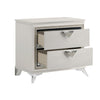 Dery Nightstand | 2 Drawers Chrome Triangle Handles | Gold White Wood BM335928
