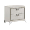 Dery Nightstand | 2 Drawers Chrome Triangle Handles | Gold White Wood