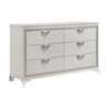 Dery 65" Dresser | 6 Drawers Chrome Triangle Handle | White and Gold
