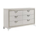Dery 65" Dresser | 6 Drawers Chrome Triangle Handle | White and Gold