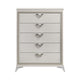 Dery Tall Dresser Chest | 5 Drawer Chrome Angled Handles | White Gold BM335930