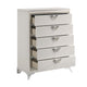 Dery Tall Dresser Chest | 5 Drawer Chrome Angled Handles | White Gold BM335930