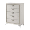Dery Tall Dresser Chest | 5 Drawer Chrome Angled Handles | White Gold BM335930