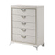 Dery Tall Dresser Chest | 5 Drawer Chrome Angled Handles | White Gold BM335930