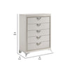 Dery Tall Dresser Chest | 5 Drawer Chrome Angled Handles | White Gold BM335930