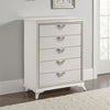 Dery Tall Dresser Chest | 5 Drawer Chrome Angled Handles | White Gold
