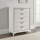 Dery Tall Dresser Chest | 5 Drawer Chrome Angled Handles | White Gold