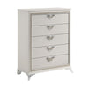 Dery Tall Dresser Chest | 5 Drawer Chrome Angled Handles | White Gold