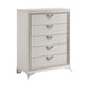 Dery Tall Dresser Chest | 5 Drawer Chrome Angled Handles | White Gold