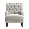Zeya Accent Armchair | Button Tufted Beige Textured Polyester | Brown BM335931