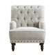 Zeya Accent Armchair | Button Tufted Beige Textured Polyester | Brown BM335931