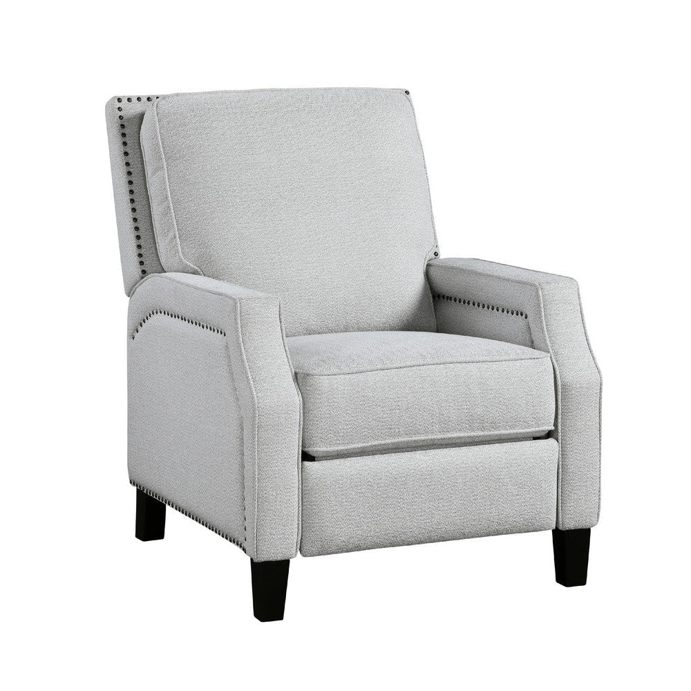 Berry Manual Push Back Recliner Chair | Gray Chenille Nailhead Trim