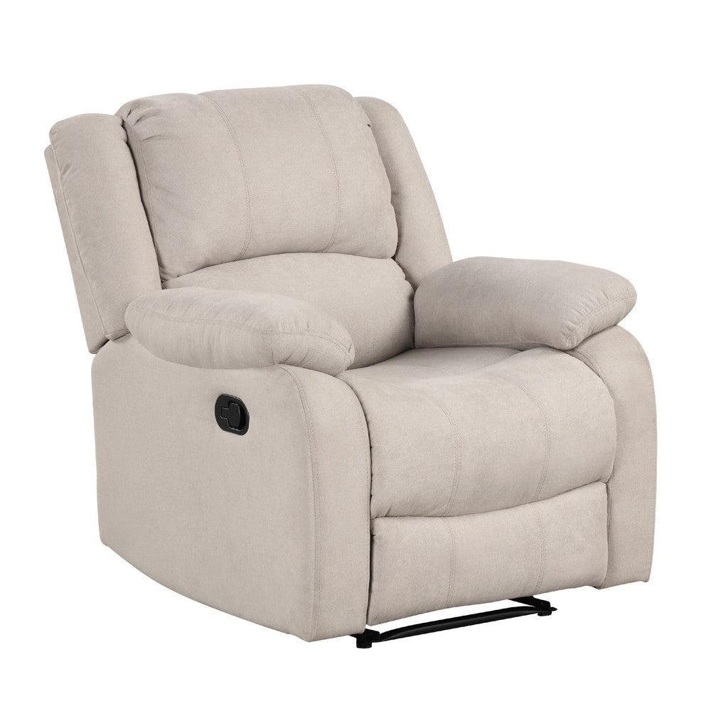 Chris Manual Pull Tab Recliner Chair, Tufted Oatmeal Beige Polyester