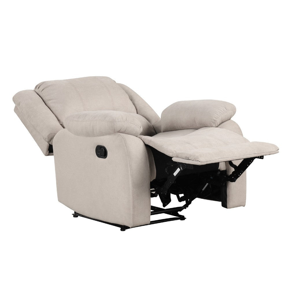 Chris Manual Pull Tab Recliner Chair Tufted Oatmeal Beige Polyester BM335934