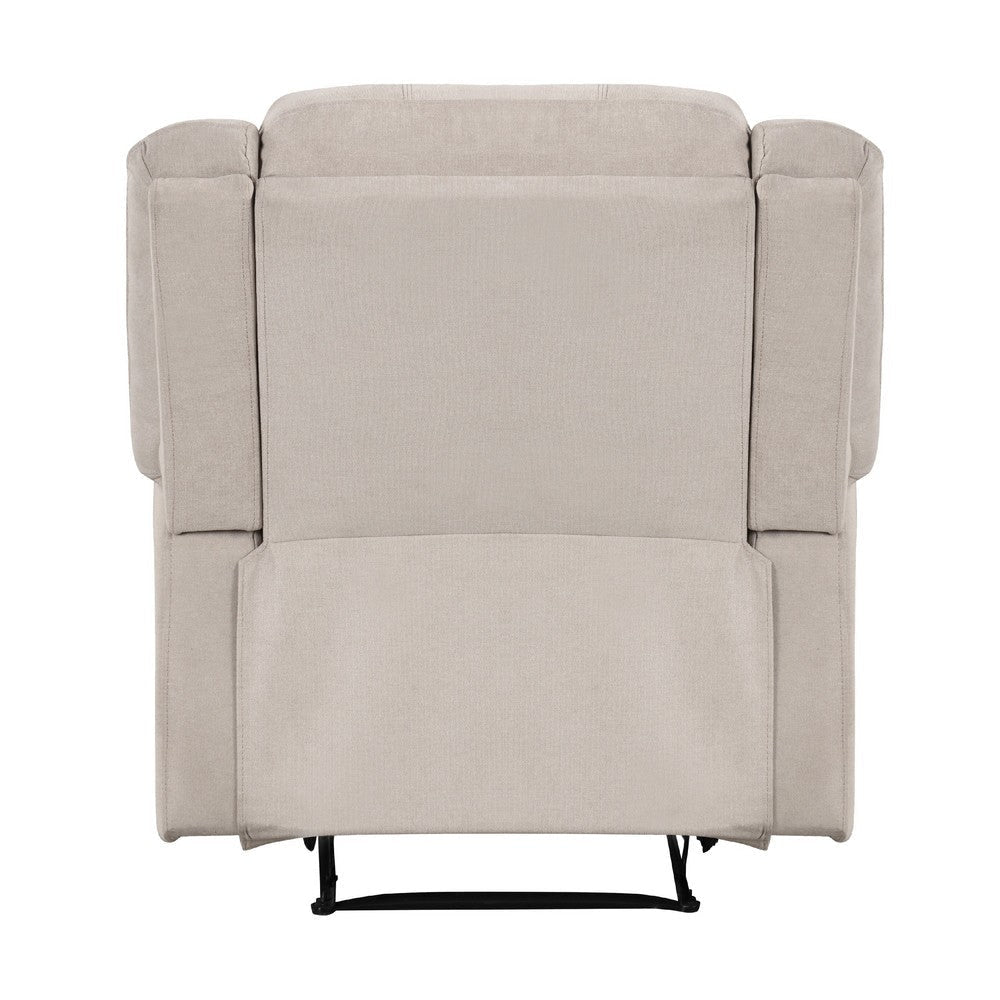 Chris Manual Pull Tab Recliner Chair Tufted Oatmeal Beige Polyester BM335934