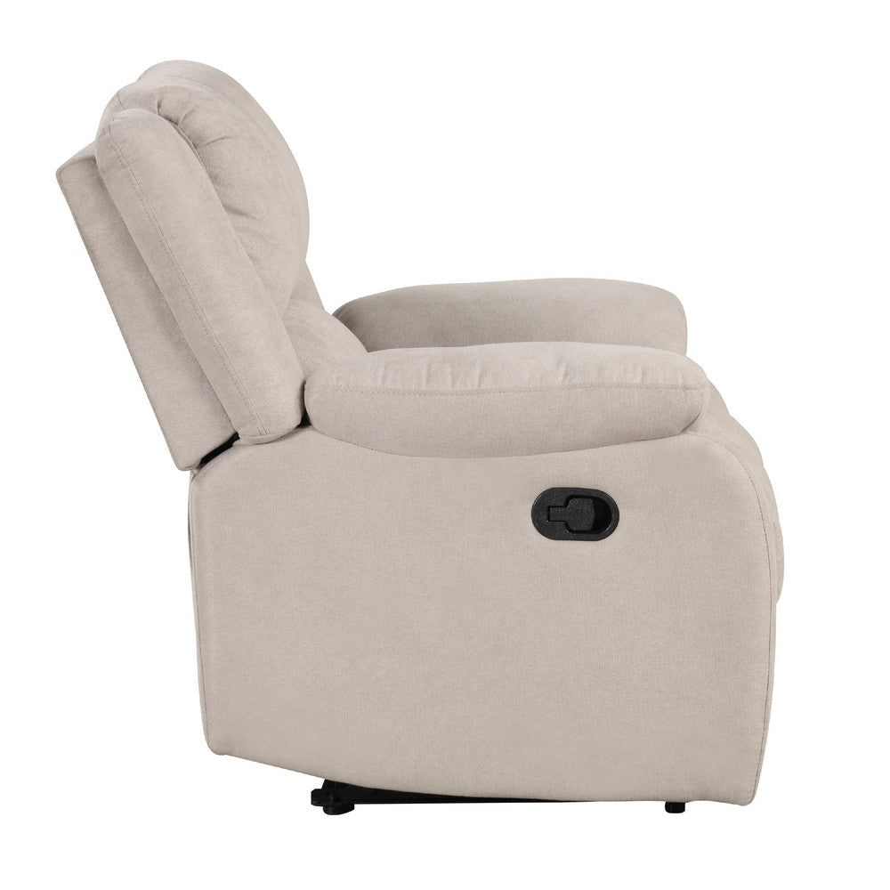 Chris Manual Pull Tab Recliner Chair Tufted Oatmeal Beige Polyester BM335934