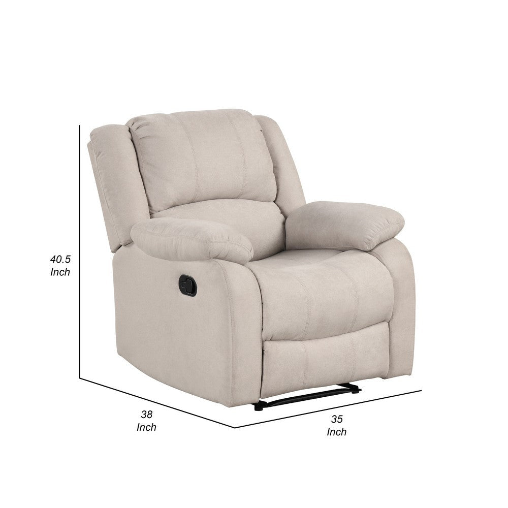 Chris Manual Pull Tab Recliner Chair Tufted Oatmeal Beige Polyester BM335934