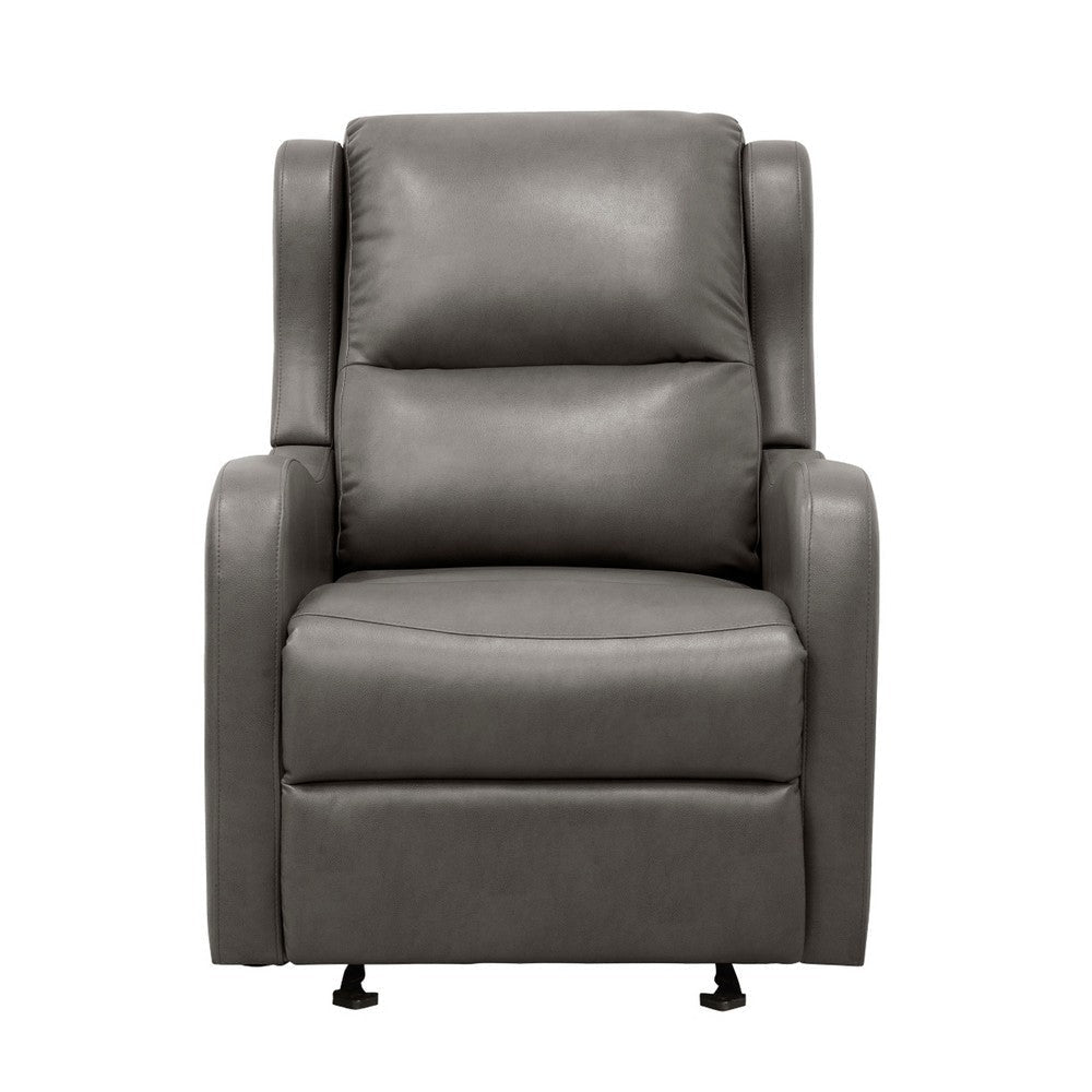 Kim Manual Glider Recliner Chair | Tab Pull | Dark Gray Faux Leather BM335935