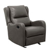 Kim Manual Glider Recliner Chair | Tab Pull | Dark Gray Faux Leather
