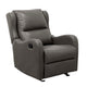Kim Manual Glider Recliner Chair | Tab Pull | Dark Gray Faux Leather