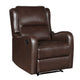 Kim Manual Recliner Chair with Tab Pull | Dark Brown Faux Leather