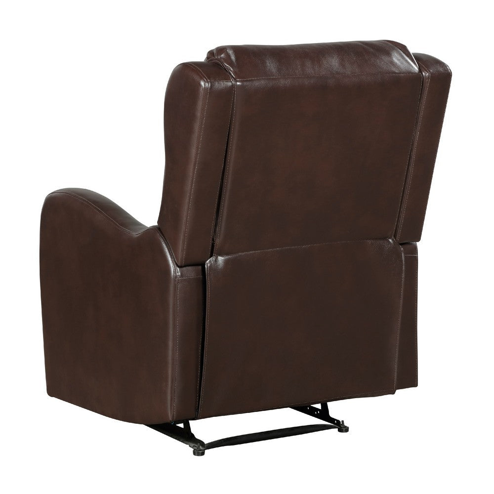 Kim Manual Recliner Chair with Tab Pull | Dark Brown Faux Leather BM335936