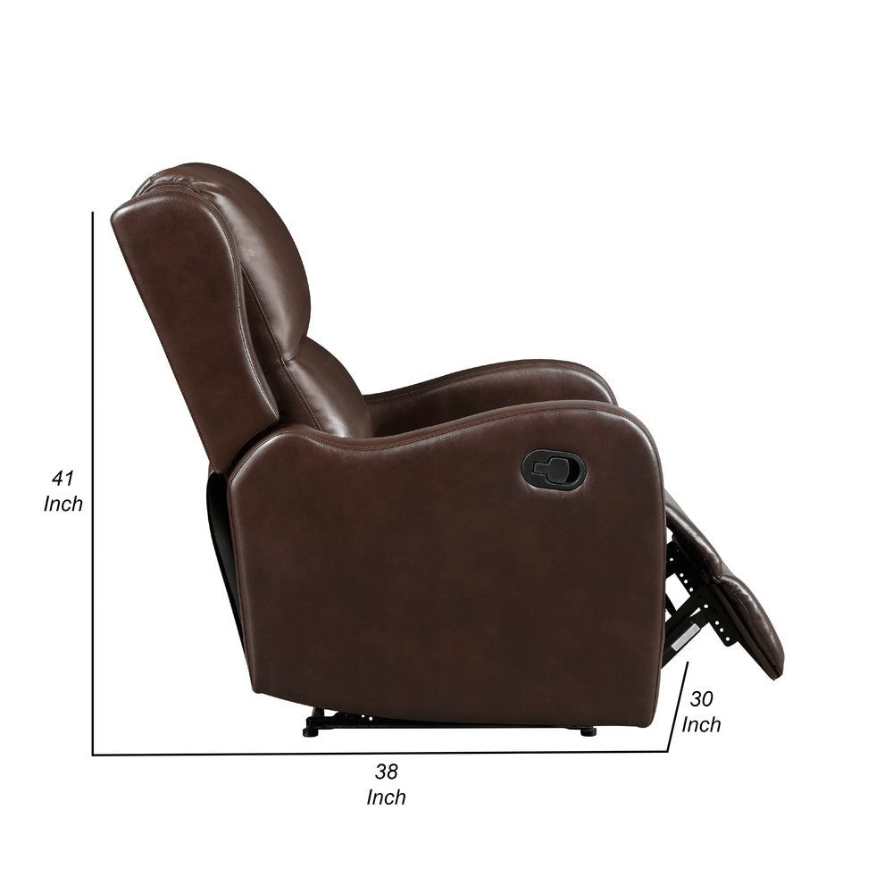 Kim Manual Recliner Chair with Tab Pull | Dark Brown Faux Leather BM335936