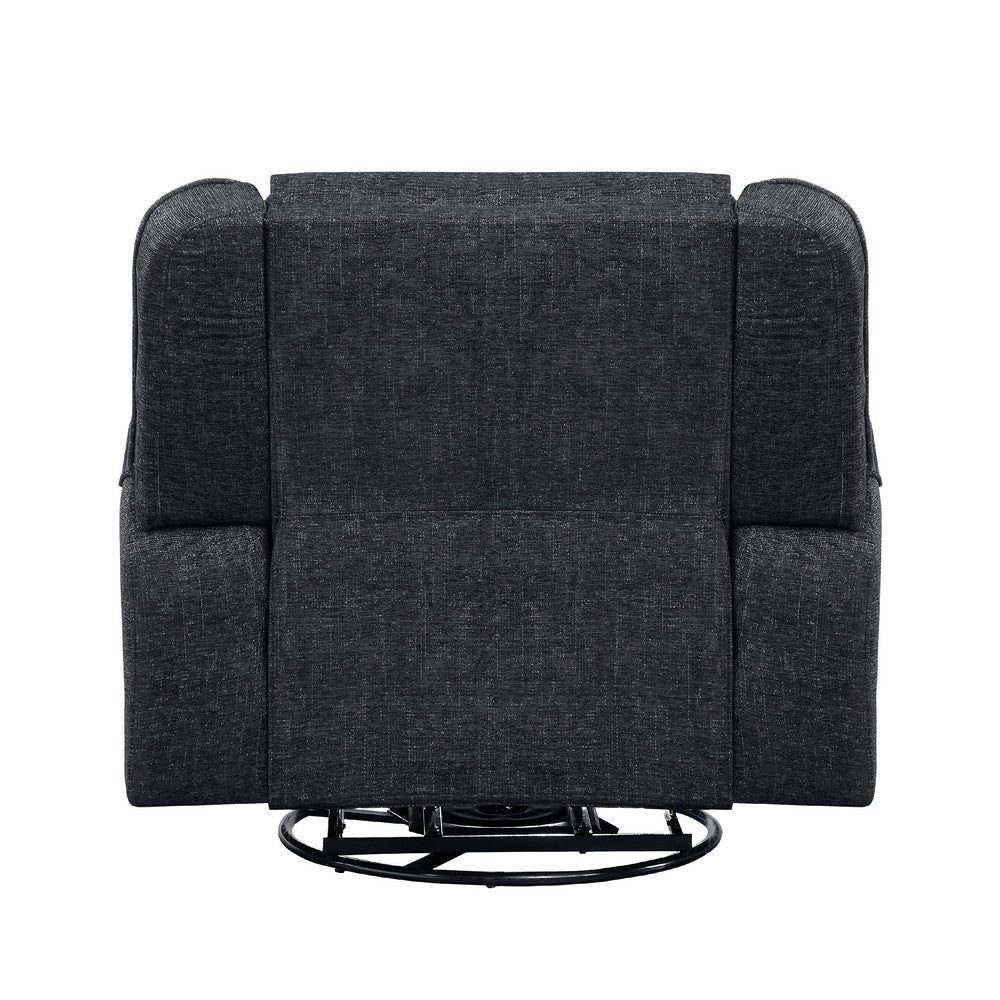 Ruma Swivel Manual Reclining Chair w Tab Pull | Ebony Black Chenille BM335937