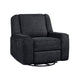 Ruma Swivel Manual Reclining Chair w Tab Pull | Ebony Black Chenille