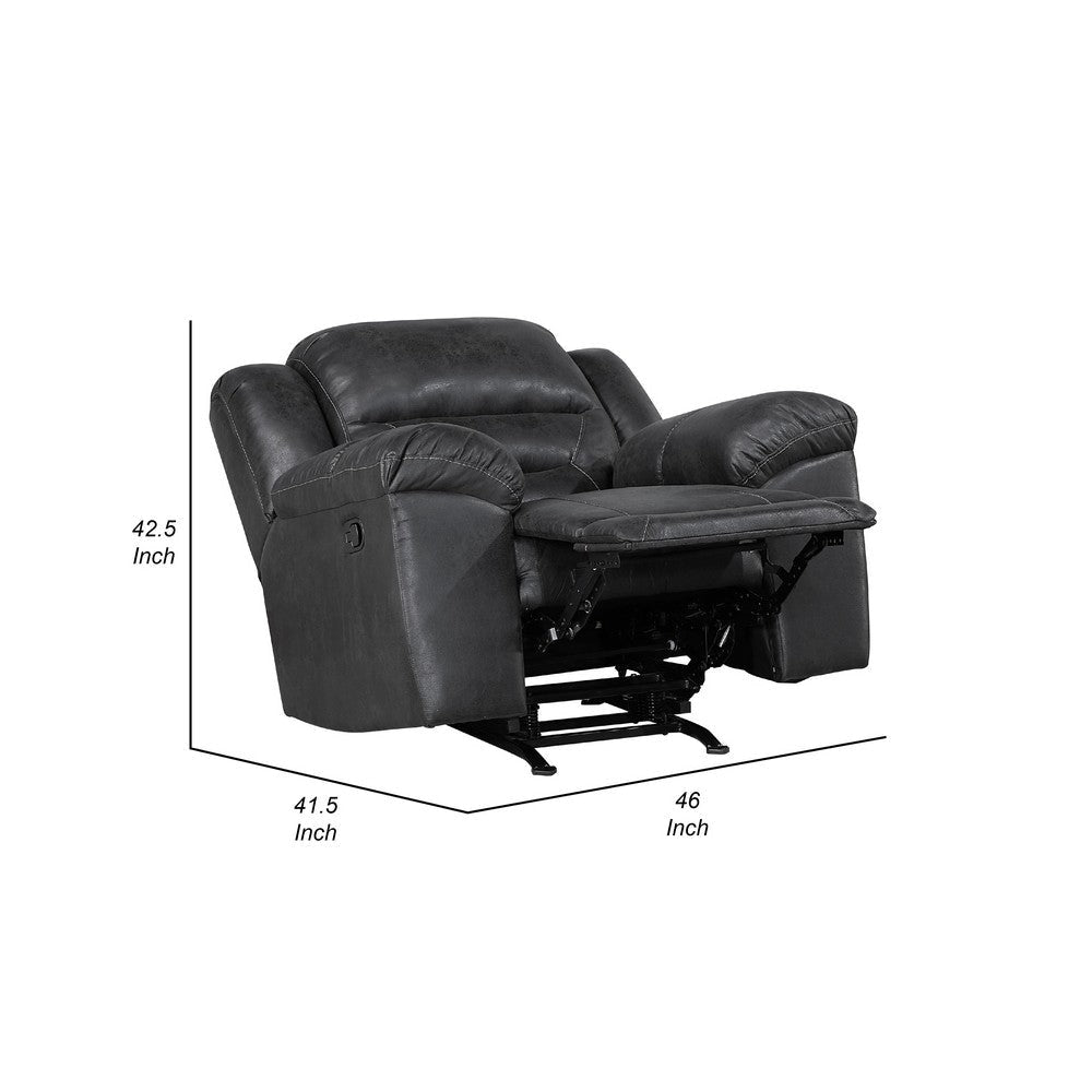 Henry Manual Rocker Recliner Chair in Pillow Tufted Black Microfiber BM335938