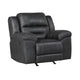 Henry Manual Rocker Recliner Chair in Pillow Tufted Black Microfiber
