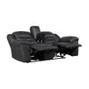 Henry Manual Double Reclining Loveseat w Console | Black Microfiber BM335939